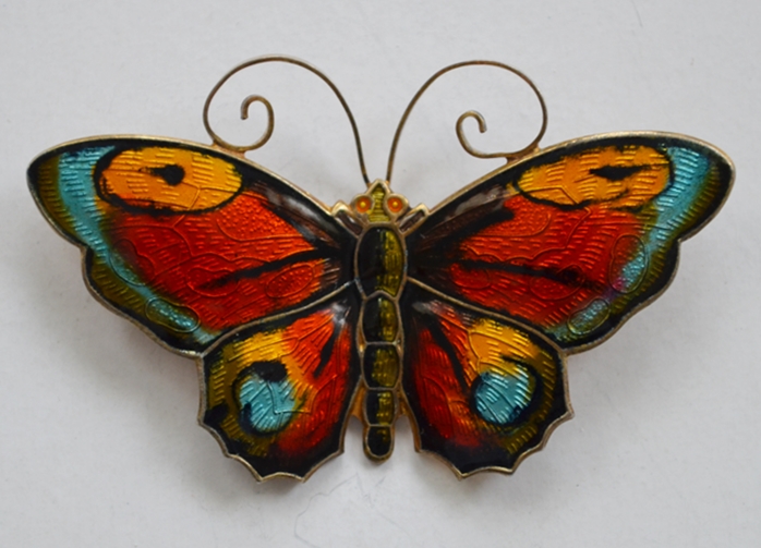 DAVID ANDERSEN ENAMEL BUTTERFLY - Click Image to Close